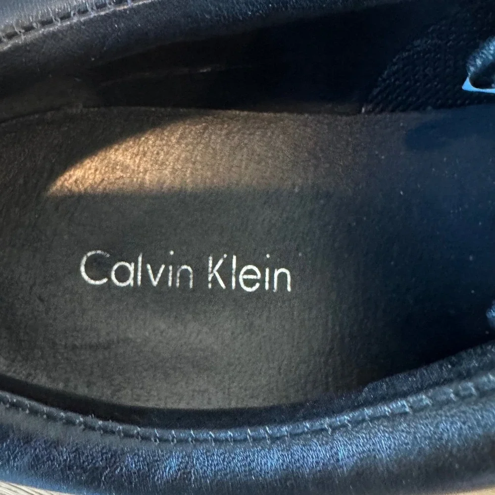 Calvin Klein‎ Caulken Men 13 M Black Leather Suede Fashion Sneakers Shoes Casual